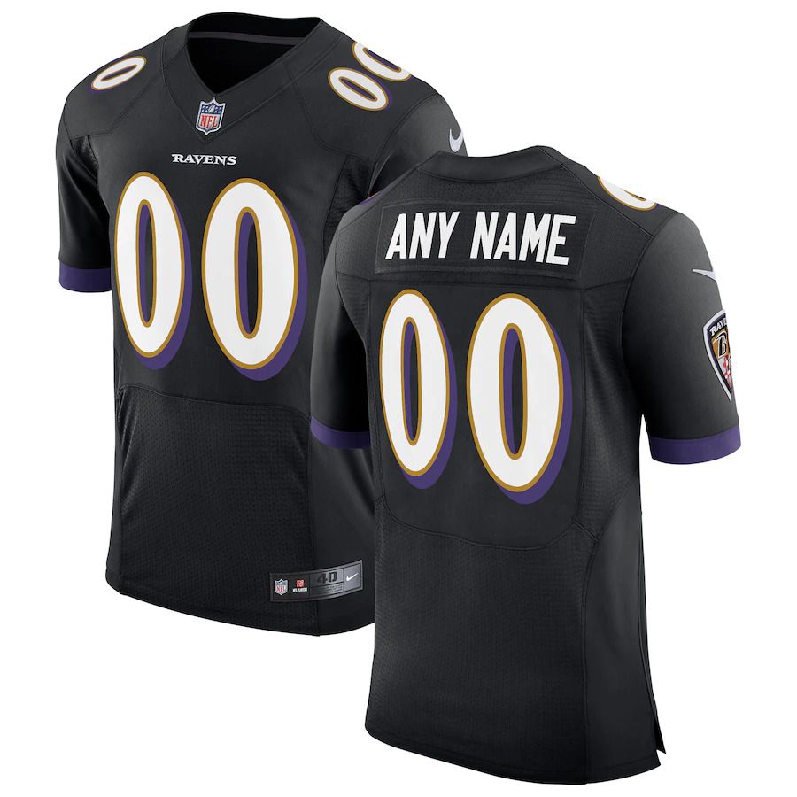 Men Baltimore Ravens Nike Black Speed Machine Elite Custom NFL Jersey